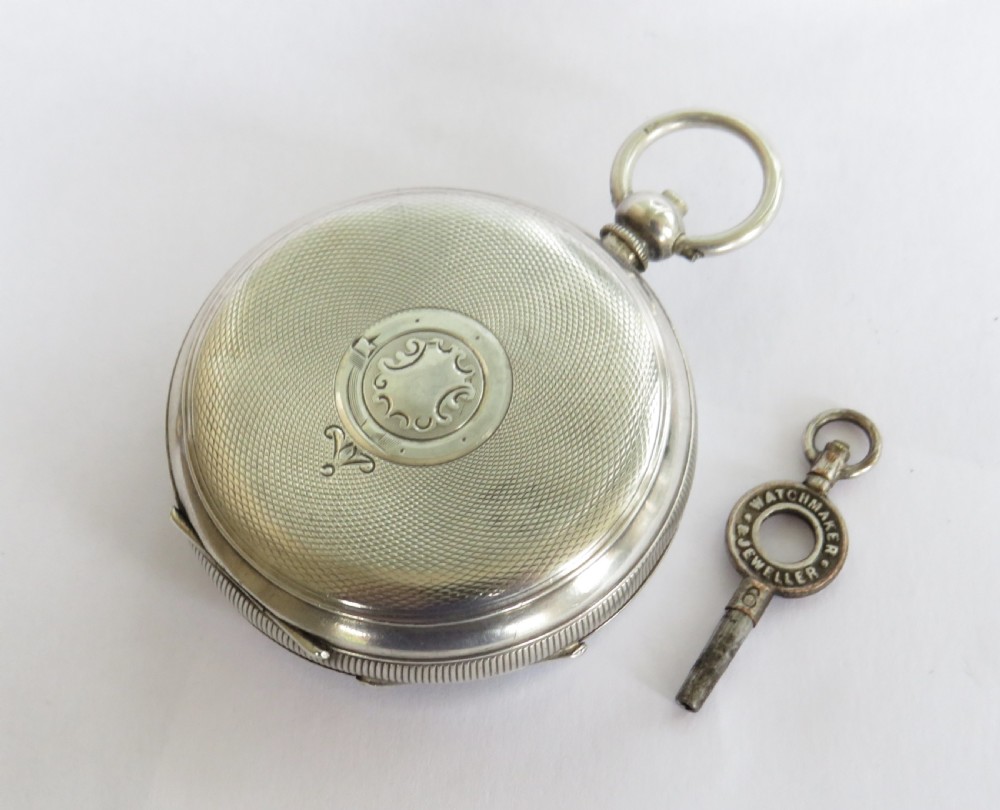 Antique silver pocket watch, Ferryhill Locomotive View IV