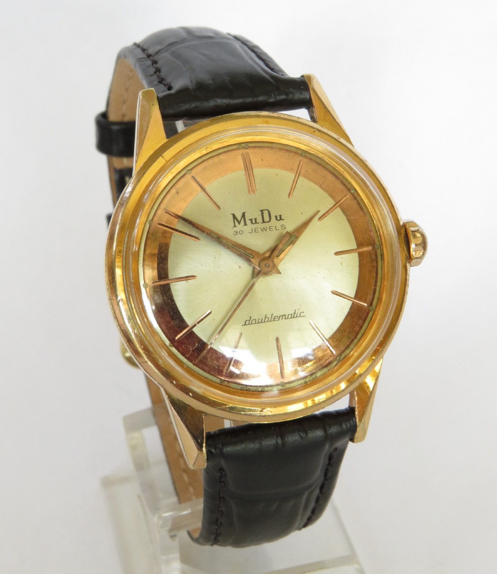 Gents 1950s MuDu Doublematic wrist watch View II