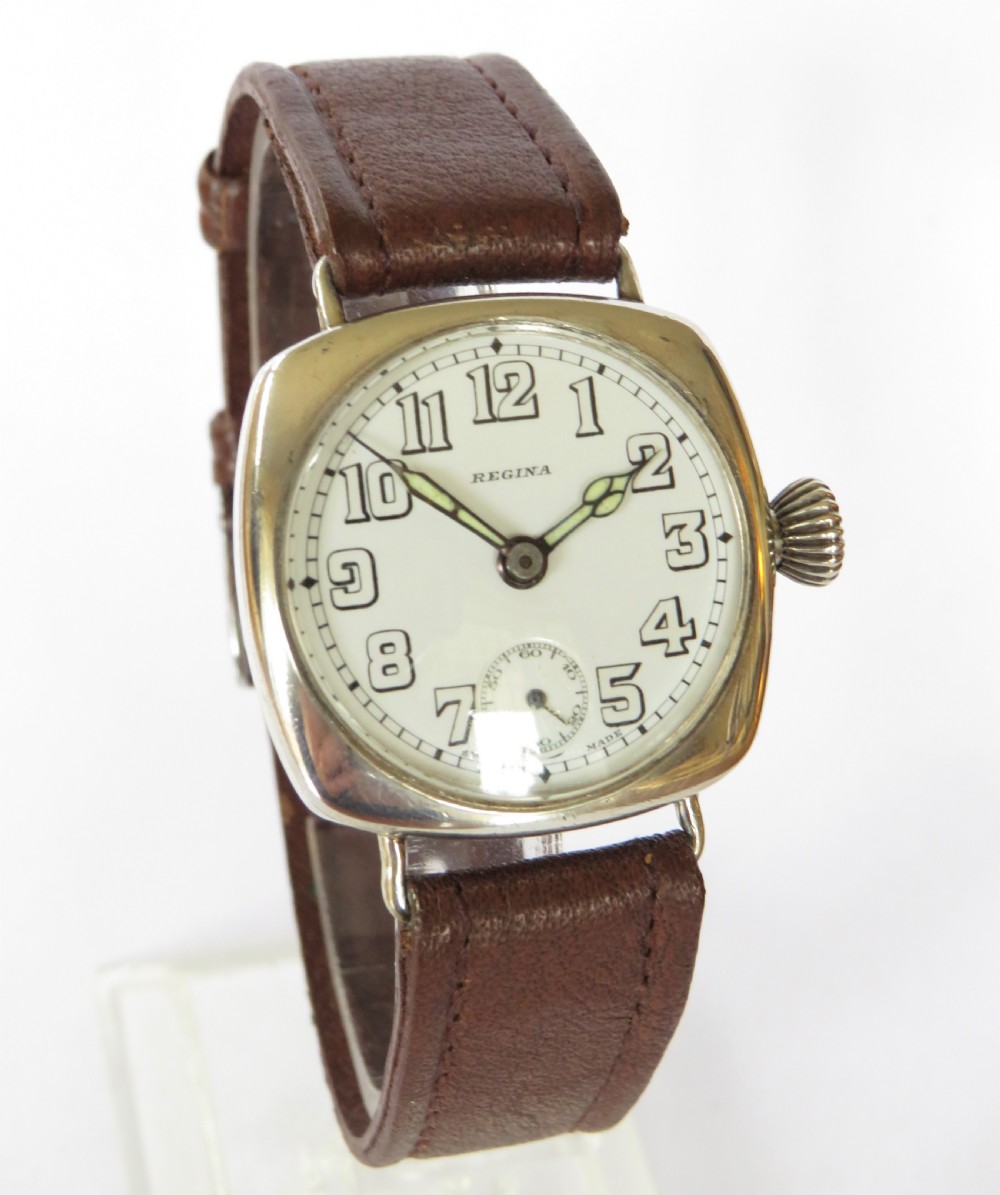 Gents 1920s Omega Regina silver wrist watch View II