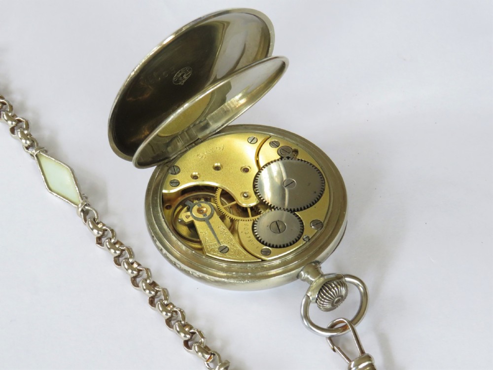 1920s Omega pocket watch and chain View III