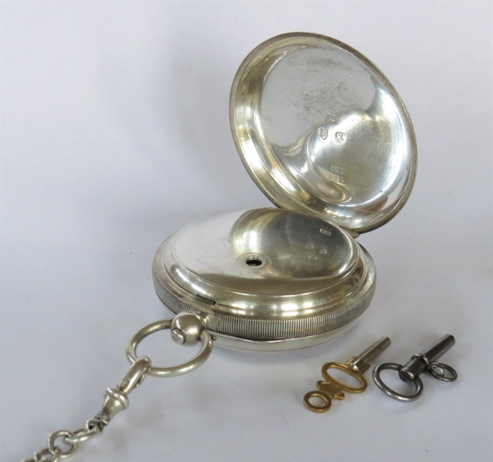 Antique silver Waltham pocket watch and albert View III