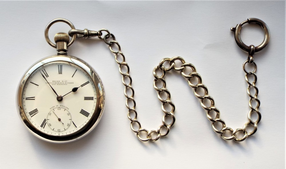 Antique  English lever pocket watch originally retailed by Hicks & Co. Christchurch & Dunedin. View II