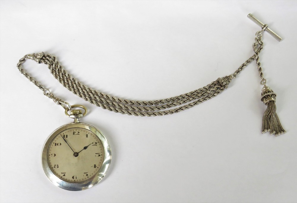 1926 silver Rode Watch Co pocket watch & chain View II