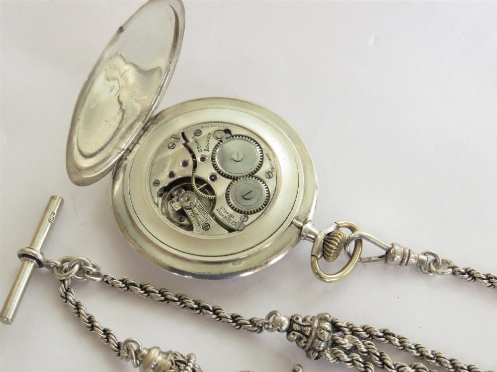 1926 silver Rode Watch Co pocket watch & chain View IV