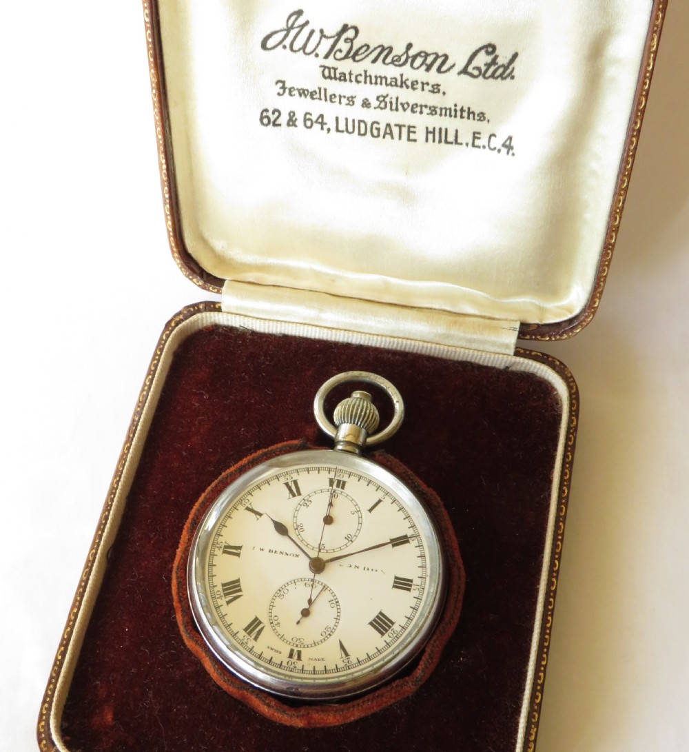 1930s J W Benson chronograph pocket watch