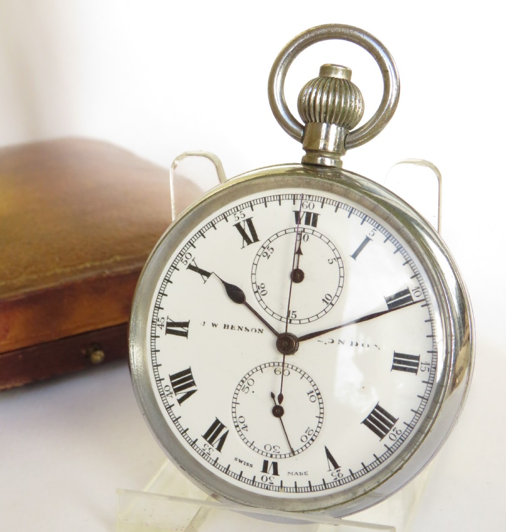 1930s J W Benson chronograph pocket watch View II