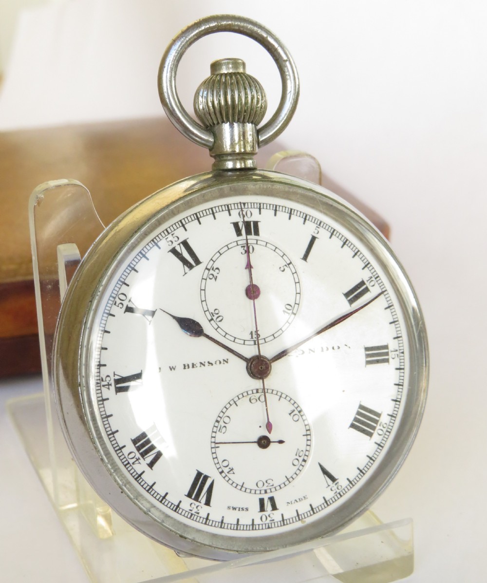 1930s J W Benson chronograph pocket watch View III