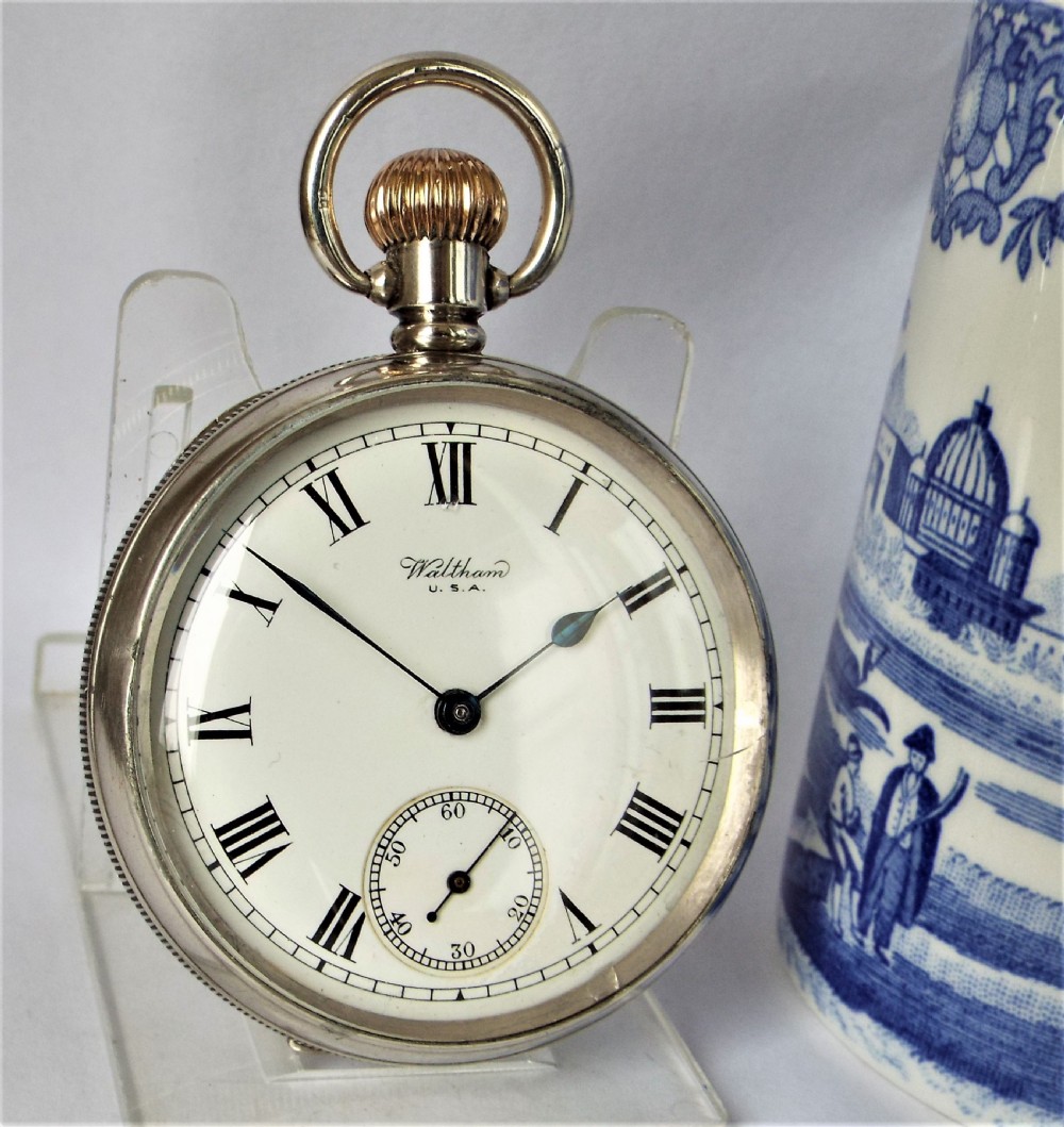 Antique silver Waltham pocket watch, 1912.