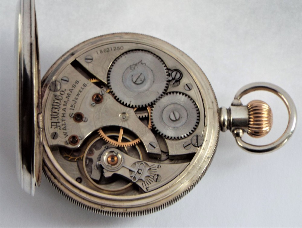 Antique silver Waltham pocket watch, 1912. View V