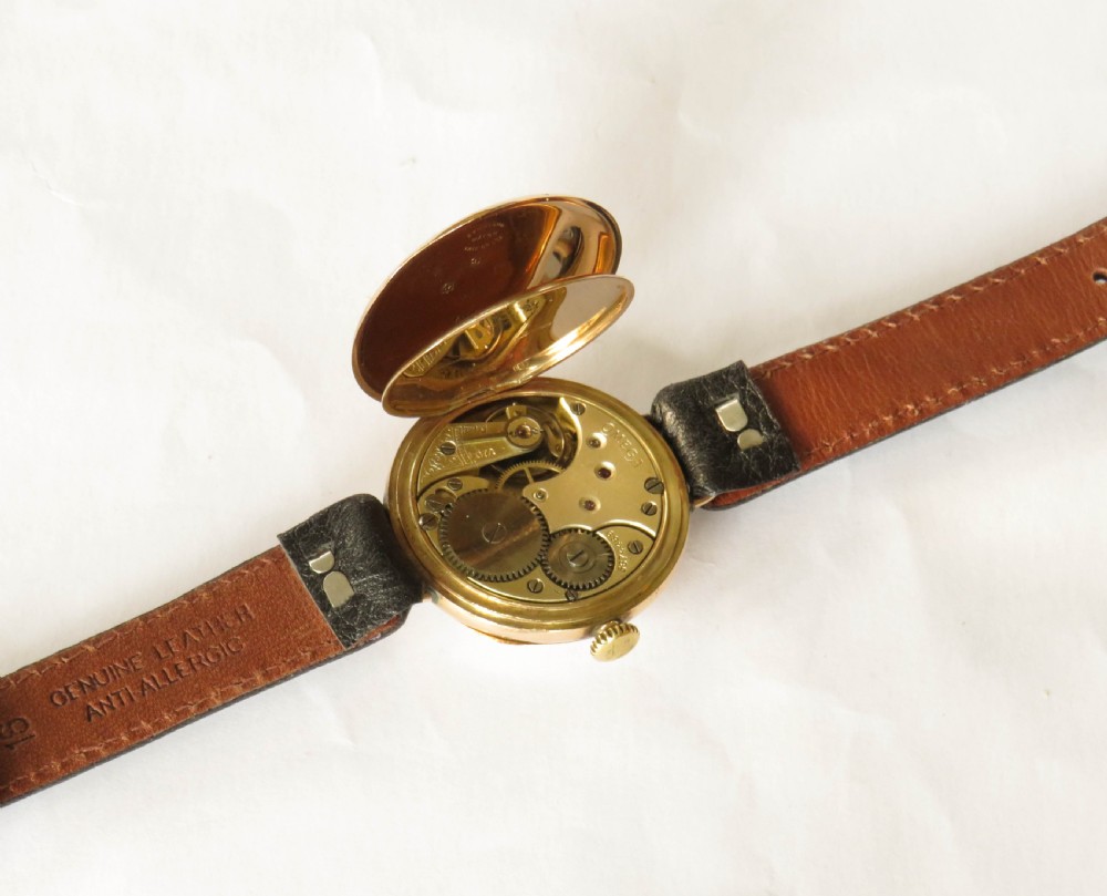 Gents 9ct gold Omega wrist watch, 1921 View V