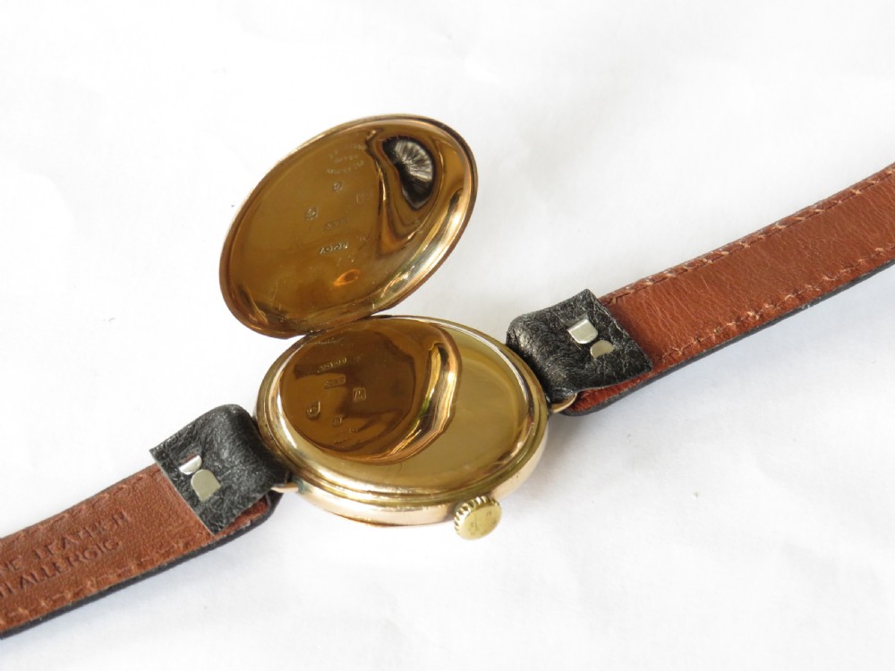Gents 9ct gold Omega wrist watch, 1921 View VI