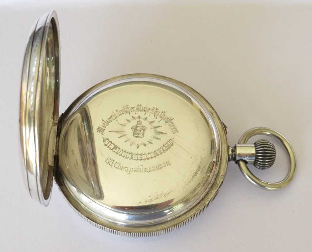 Antique silver pocket watch, Sir John Bennett 1884 View III