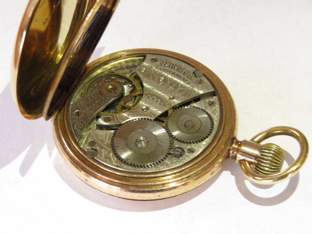 Antique 1908 Watham full hunter pocket watch View III