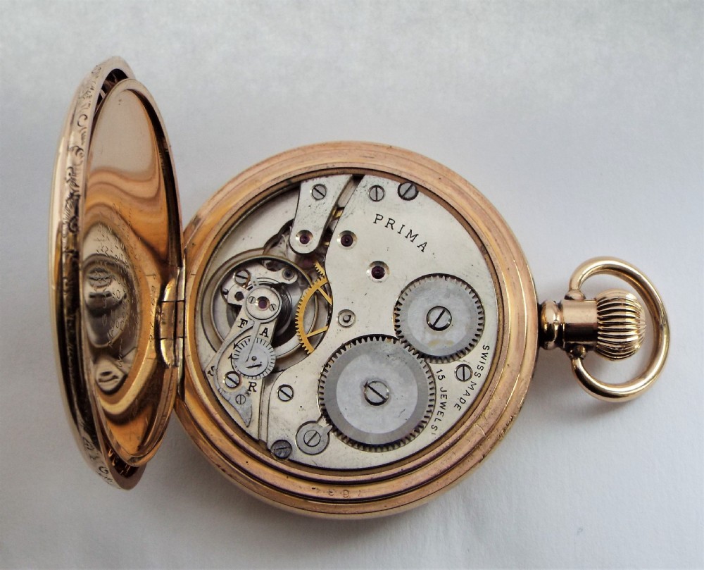 1920s Fattorini Prima full hunter pocket watch. View VI