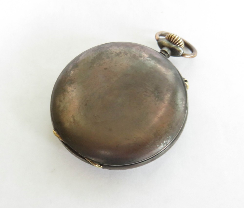 Antique Noni gun metal pocket watch by Malleray View III