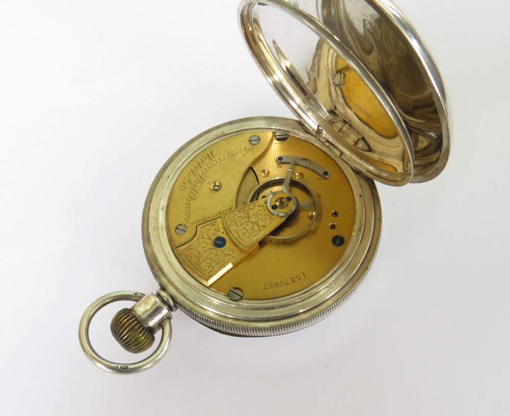 Large antique silver 1907 Waltham pocket watch View II
