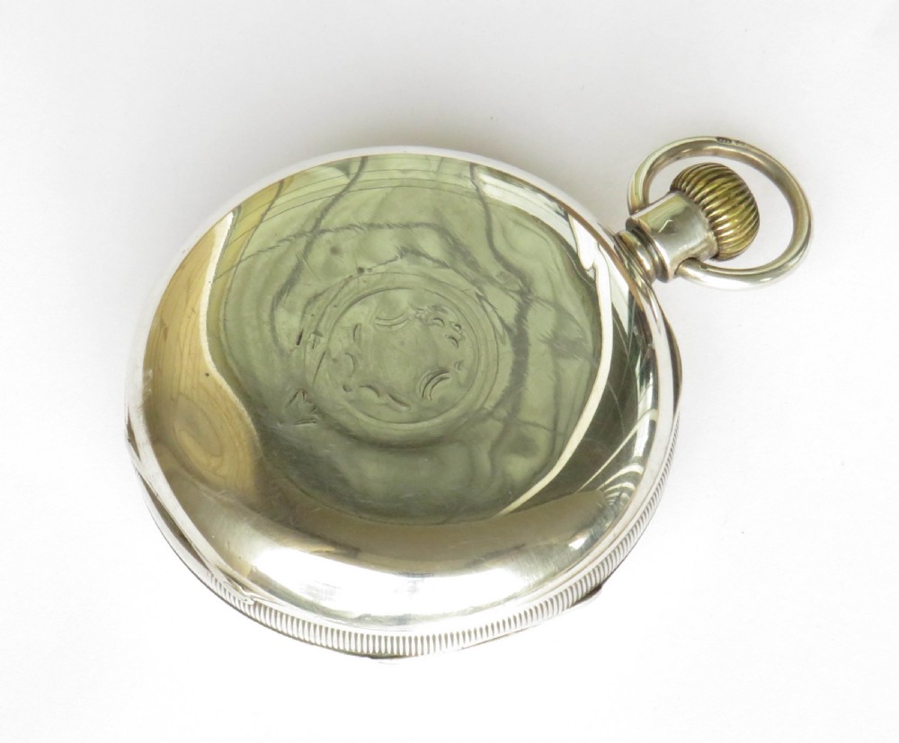 Large antique silver 1907 Waltham pocket watch View IV