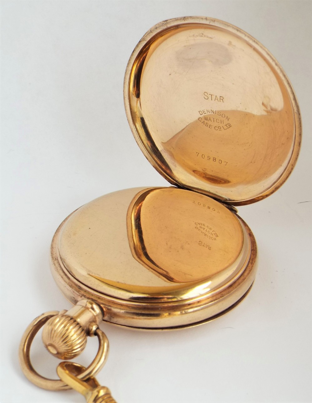 1919 Waltham full hunter pocket watch and chain. View V