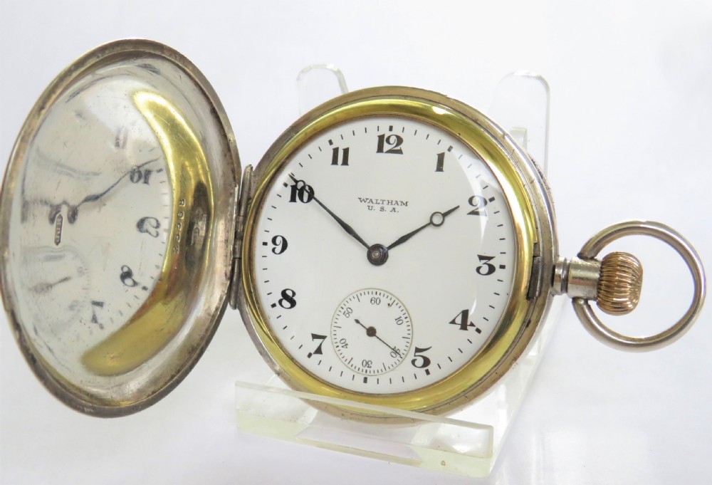 Antique silver Waltham full hunter pocket watch
