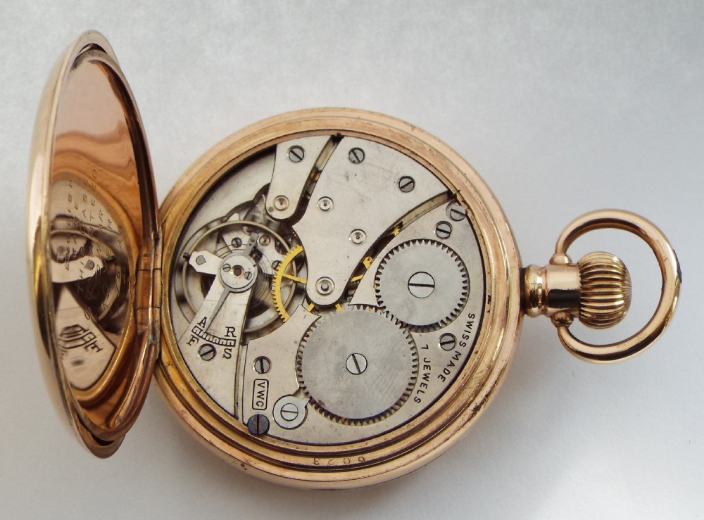 1930s Vertex half hunter pocket watch. View VI