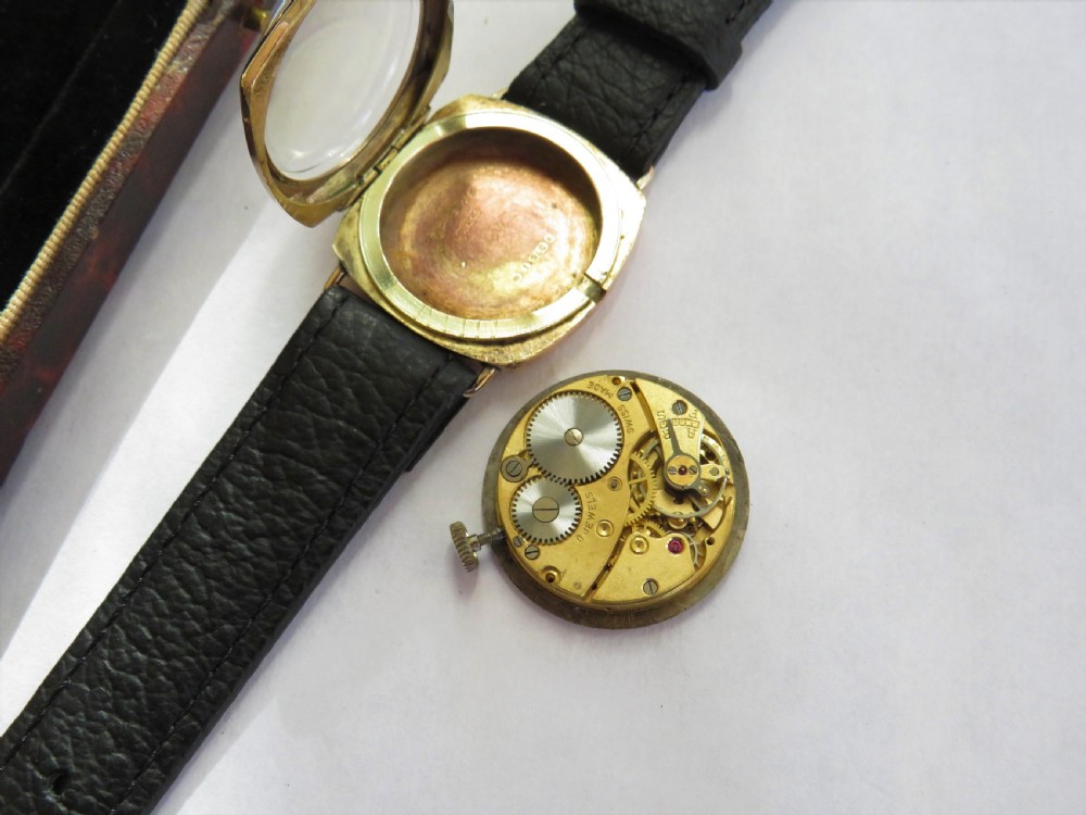 9ct gold cushion cased wristwatch from Ths Russell, 1944 View III