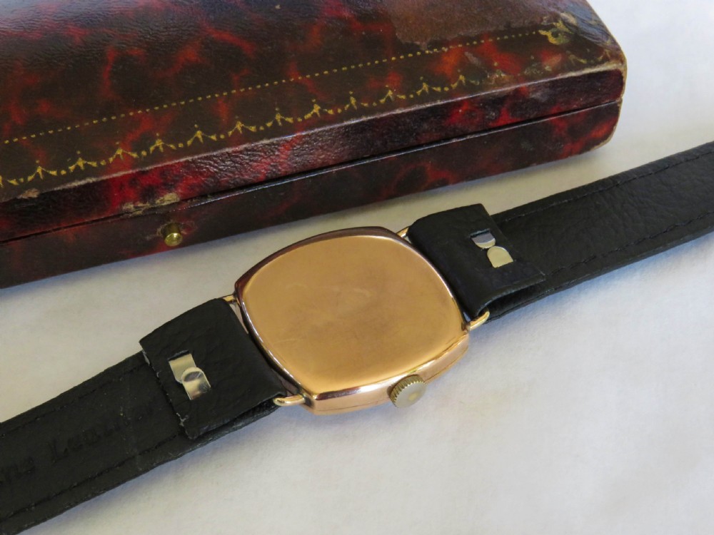 9ct gold cushion cased wristwatch from Ths Russell, 1944 View V
