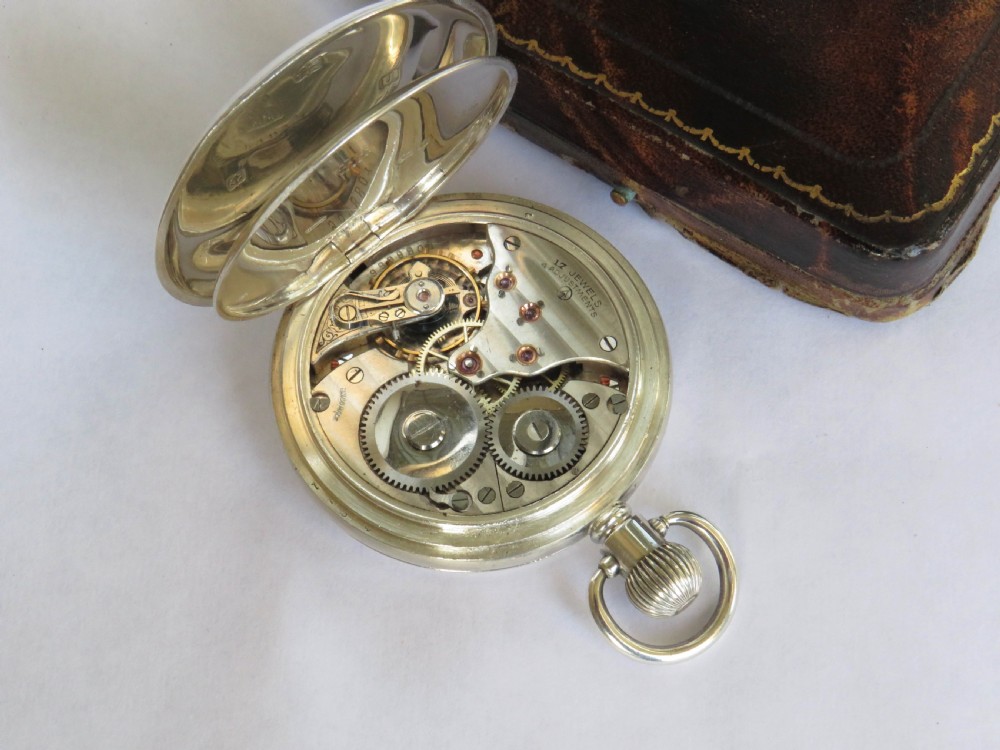 Antique silver full hunter pocket watch, 1919 View II