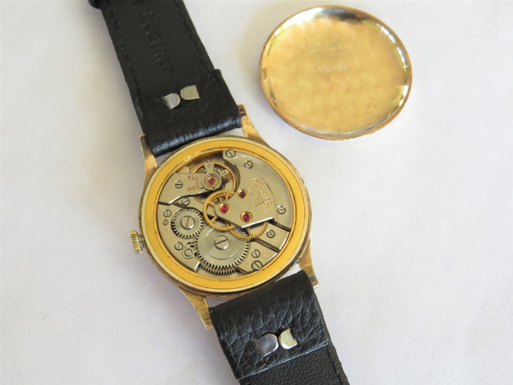 Gents 9ct gold Roamer Premier wrist watch, 1955 View IV