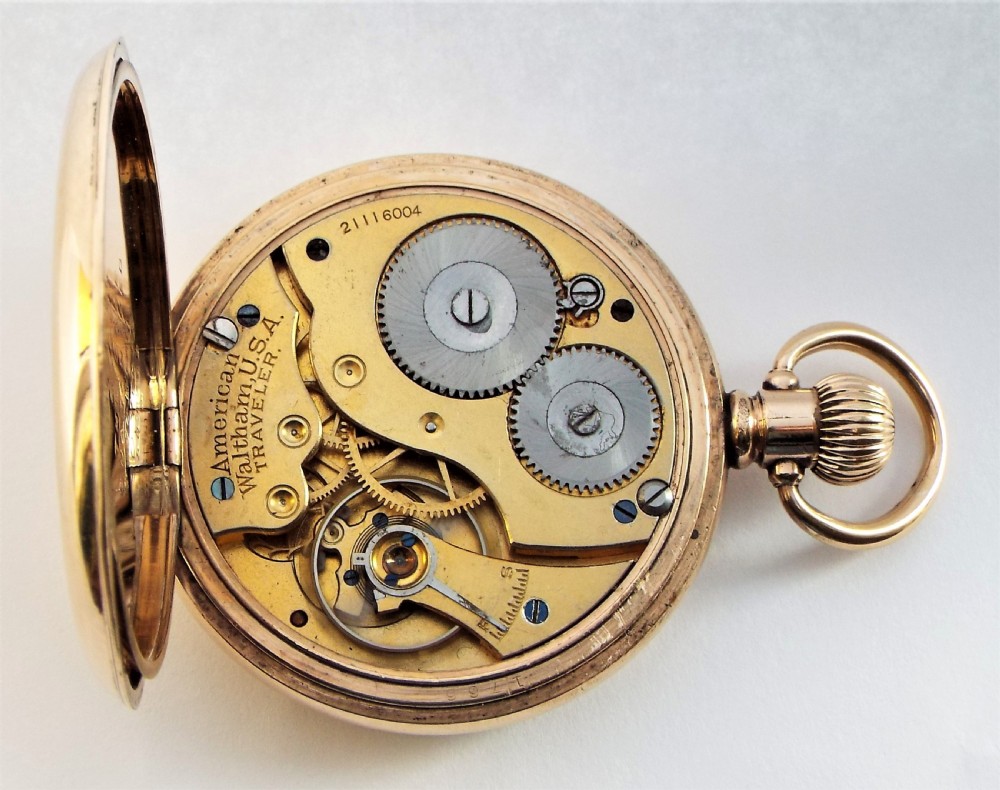  Antique 1917 Waltham Traveler pocket watch. View V