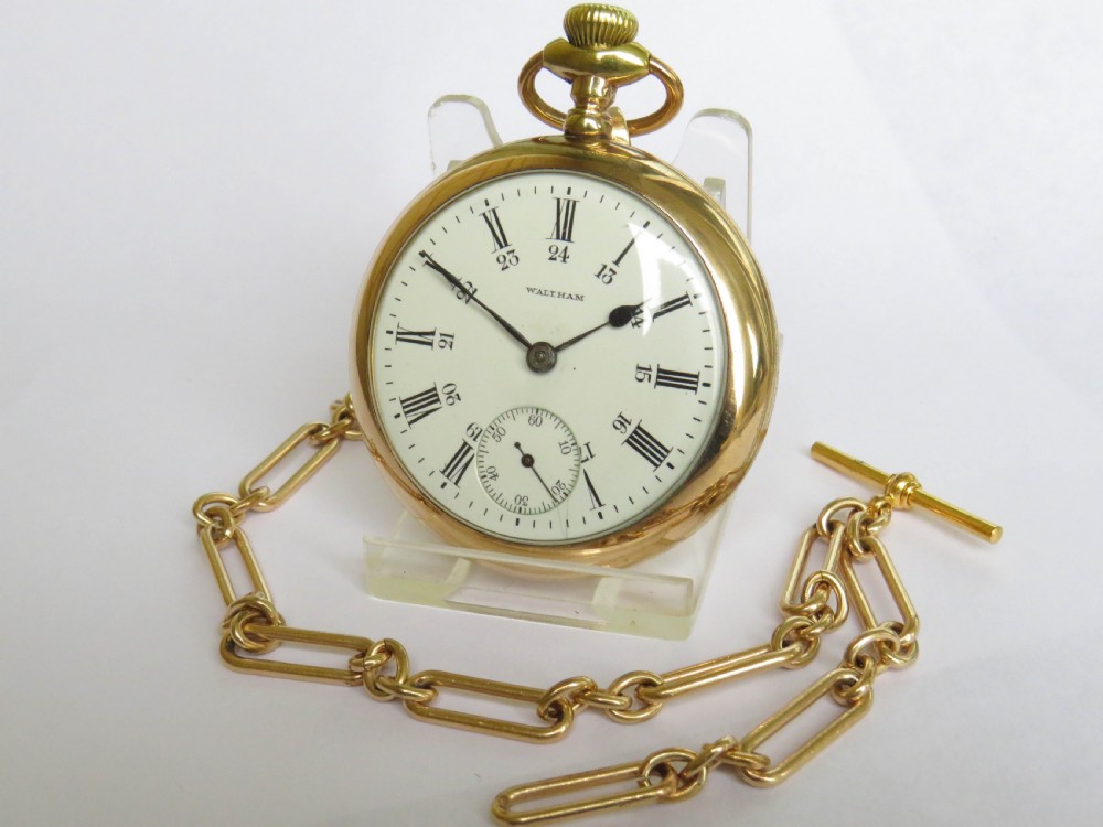 Antique Waltham P S Bartlett pocket watch & chain