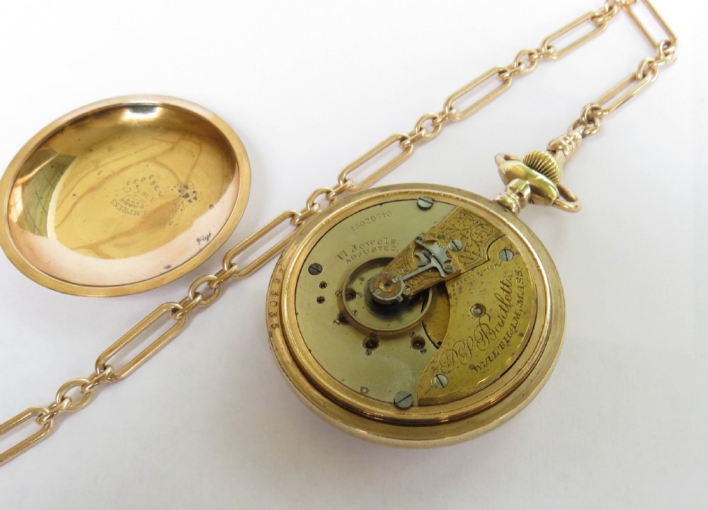 Antique Waltham P S Bartlett pocket watch & chain View II