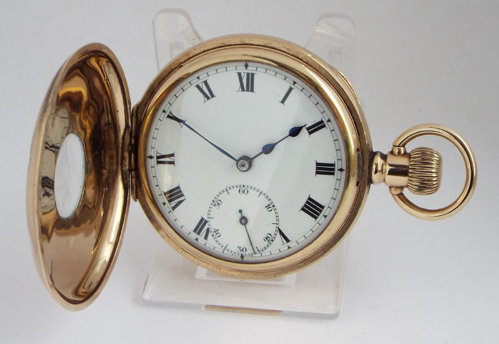A vintage 1920s Swiss half hunter pocket watch. View II