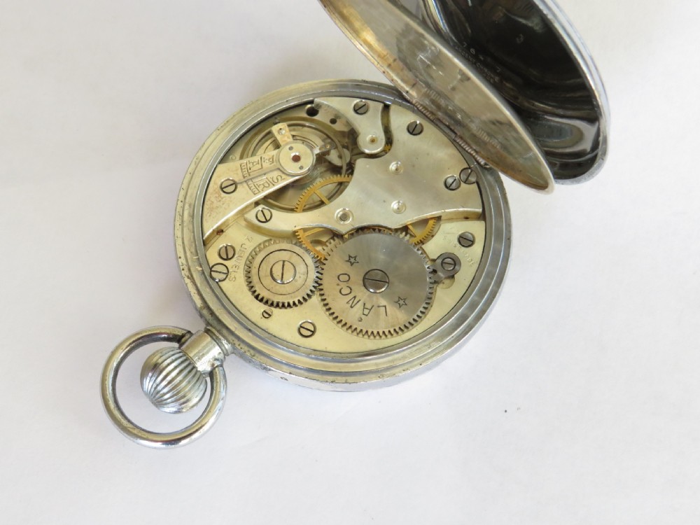 1930 chromed silver Lanco pocket watch View II