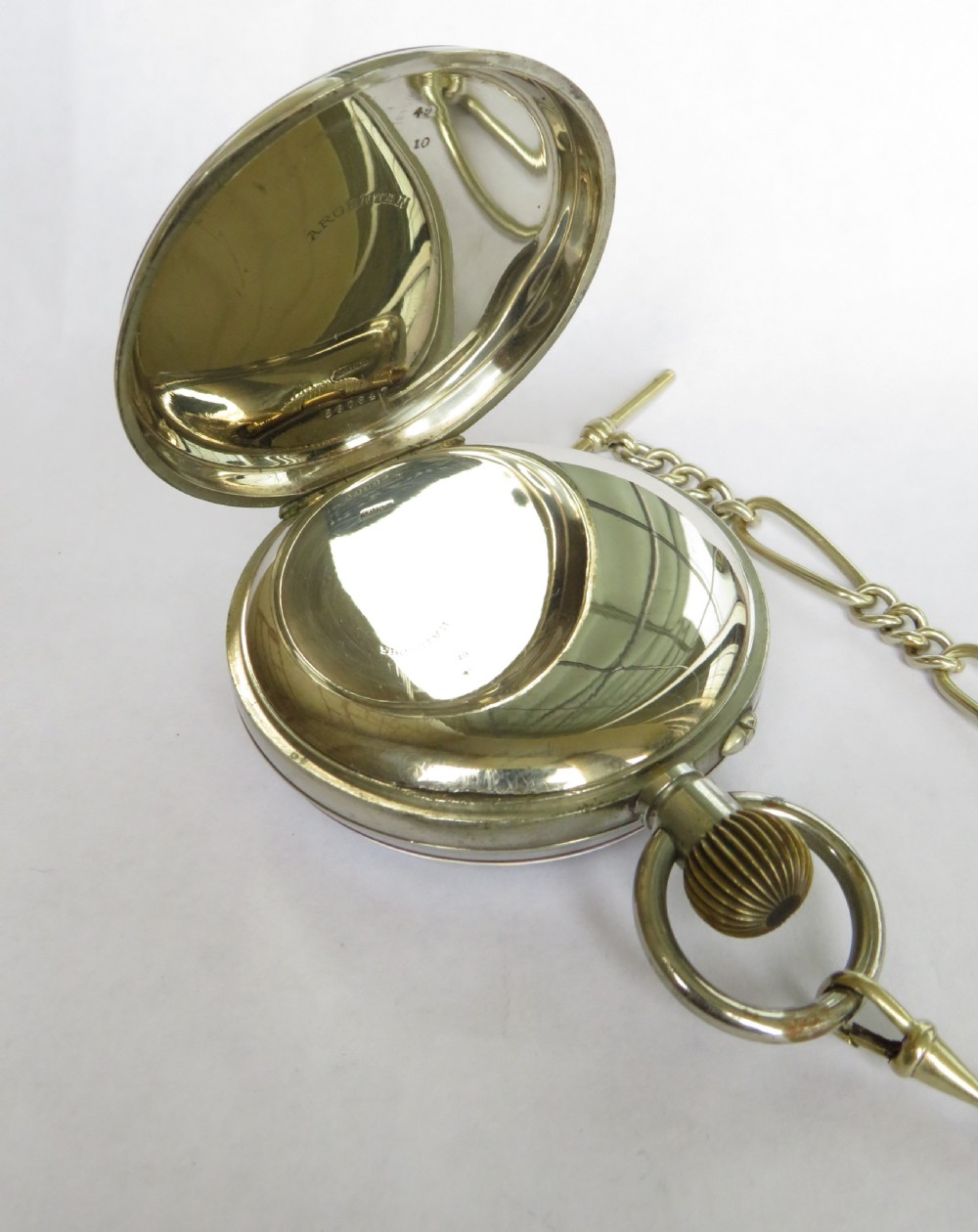 Antique Doxa goliath pocket watch and chain View III