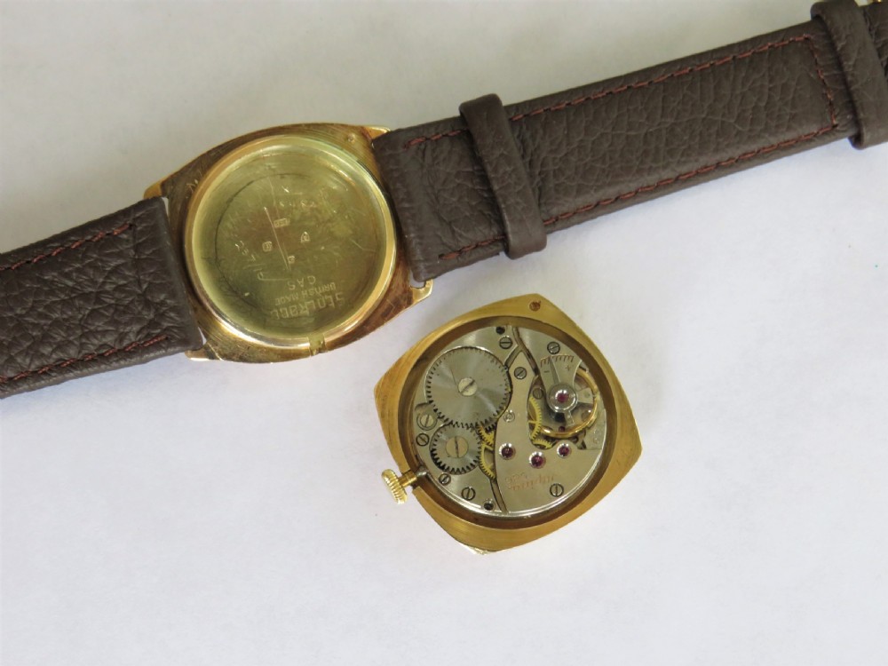 9ct gold cushion cased Alpina wrist watch, 1945 View III