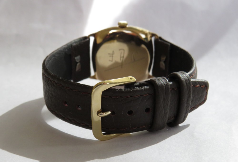 9ct gold cushion cased Alpina wrist watch, 1945 View V