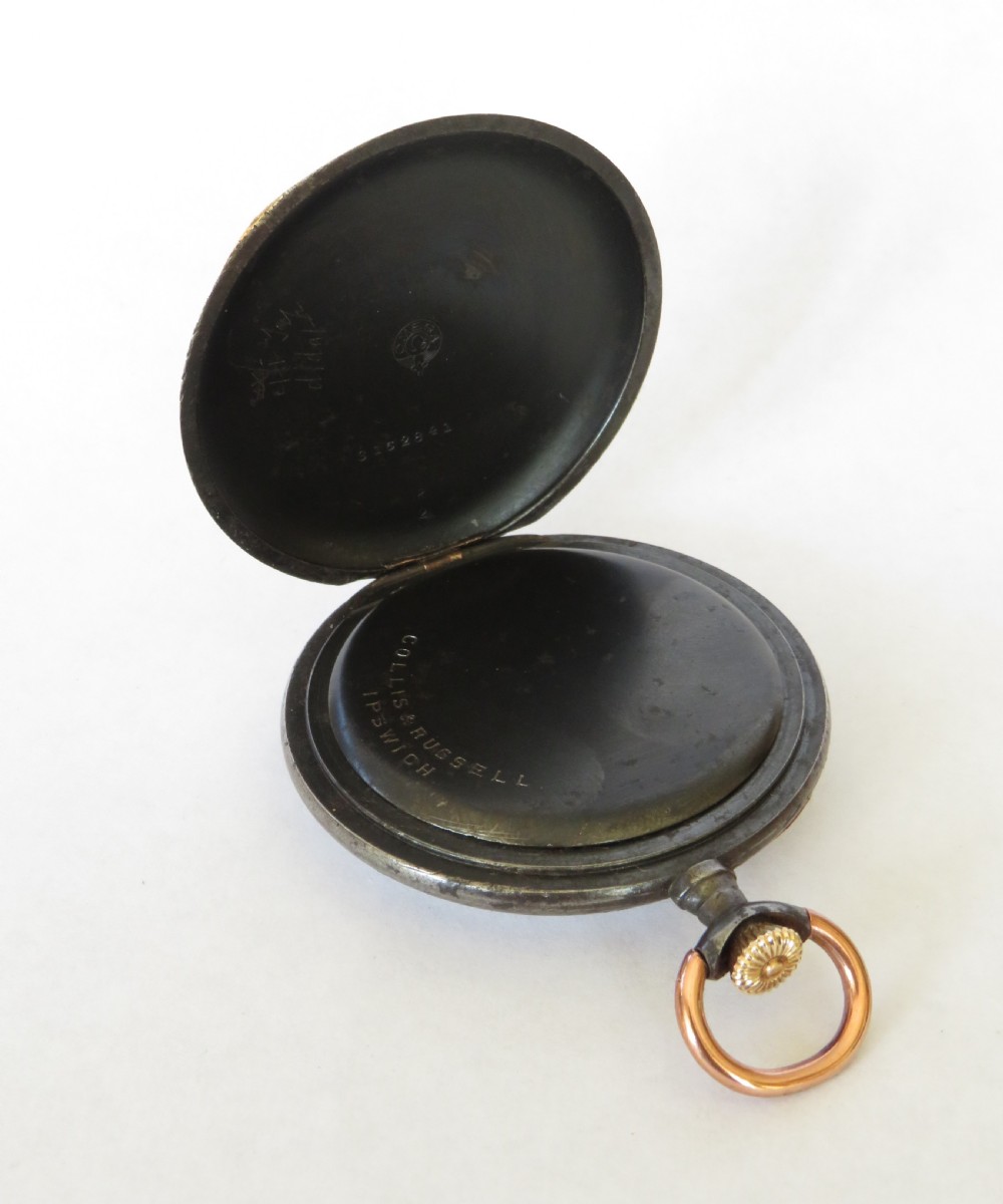 Antique Omega gun metal pocket watch View IV
