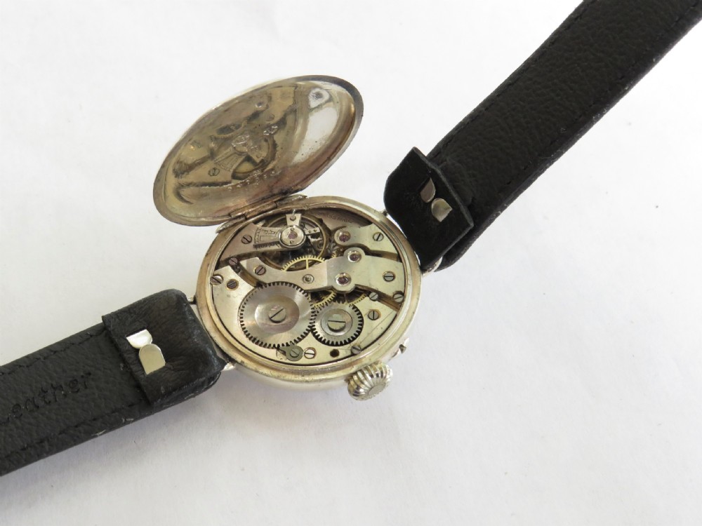 Antique silver trench watch, 1915 View III