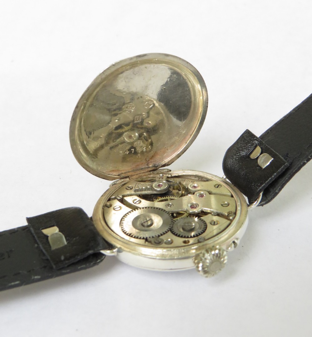 Antique silver trench watch, 1915 View IV
