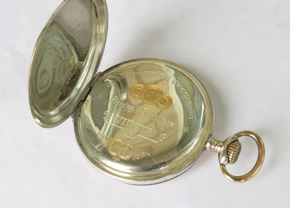 Antique silver Vinéta pocket watch View V