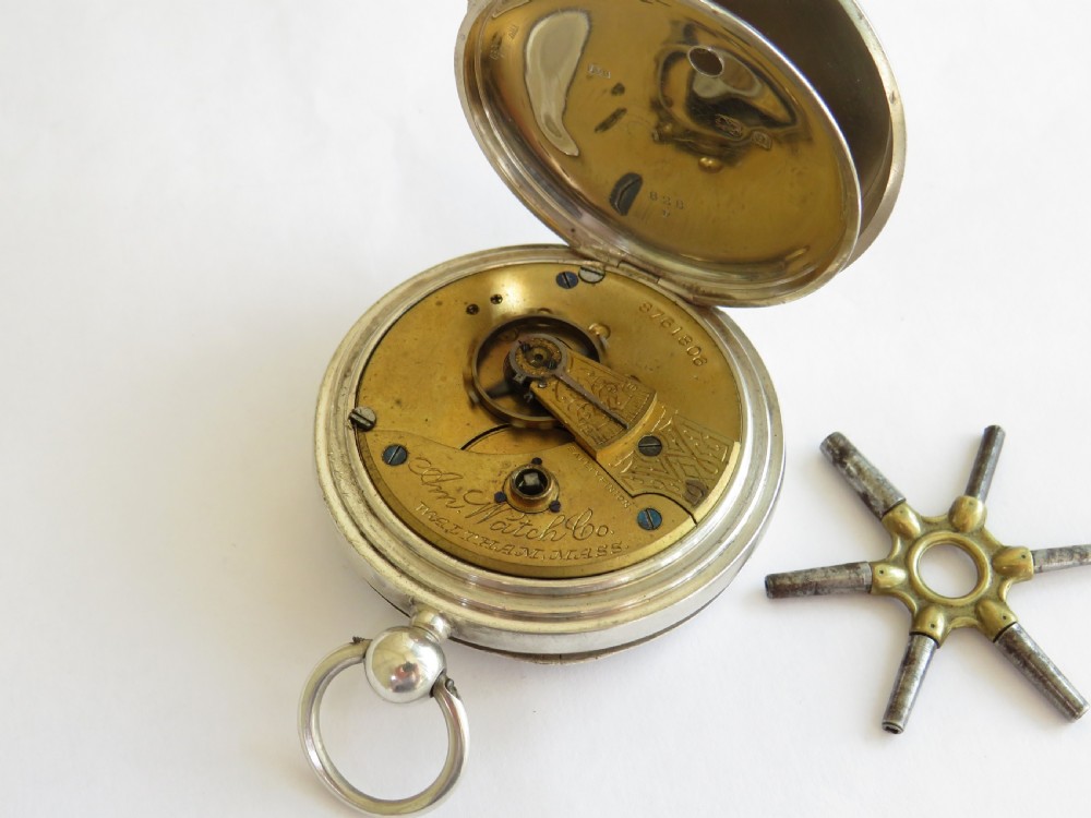 Antique silver Waltham pocket watch, 1900 View II