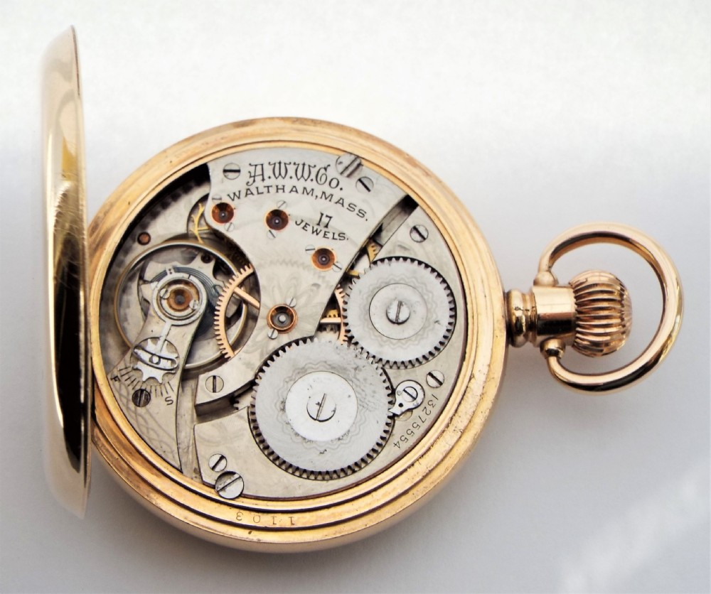 Antique 1903 Waltham full hunter pocket watch. View VI