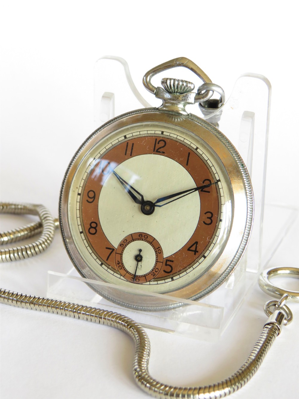 1940s Art Deco pocket watch and chain View II