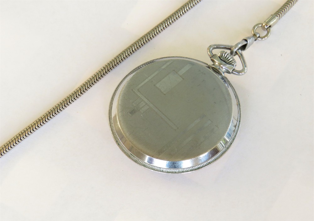 1940s Art Deco pocket watch and chain View IV