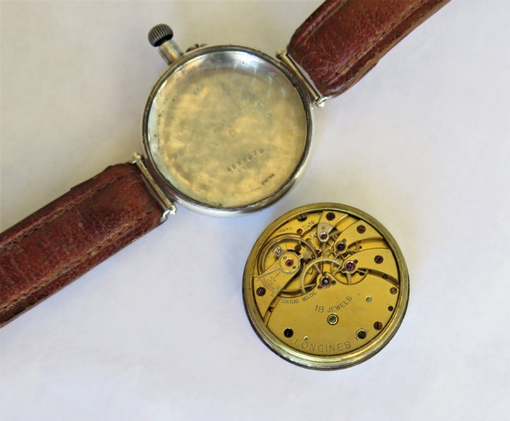 Antique silver Longines wrist watch, 1924 View III