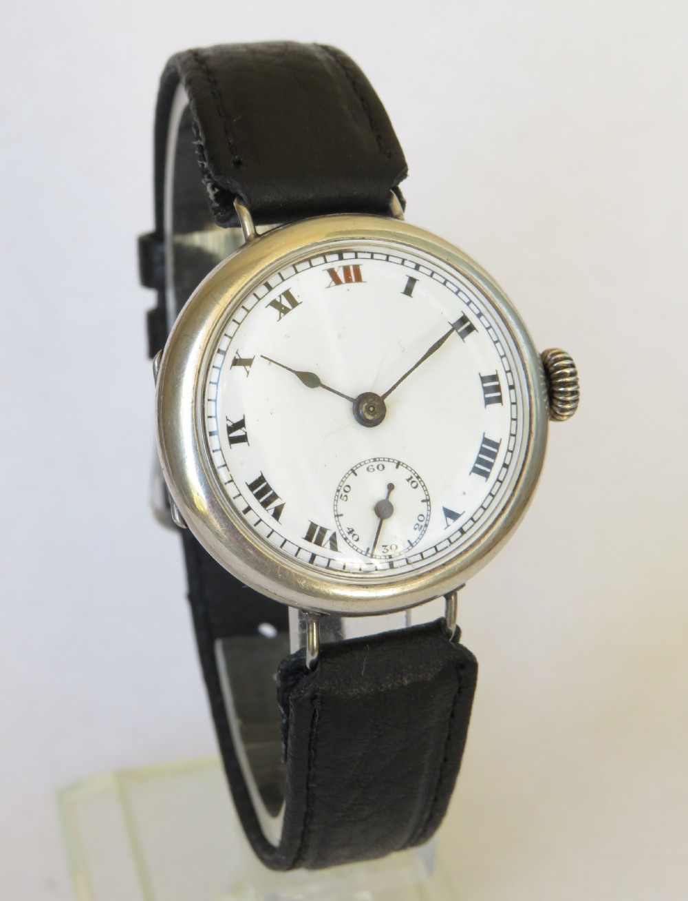 Gents silver trench wrist watch, 1924