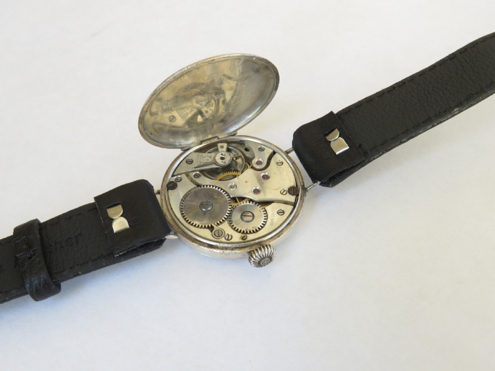 Gents silver trench wrist watch, 1924 View III