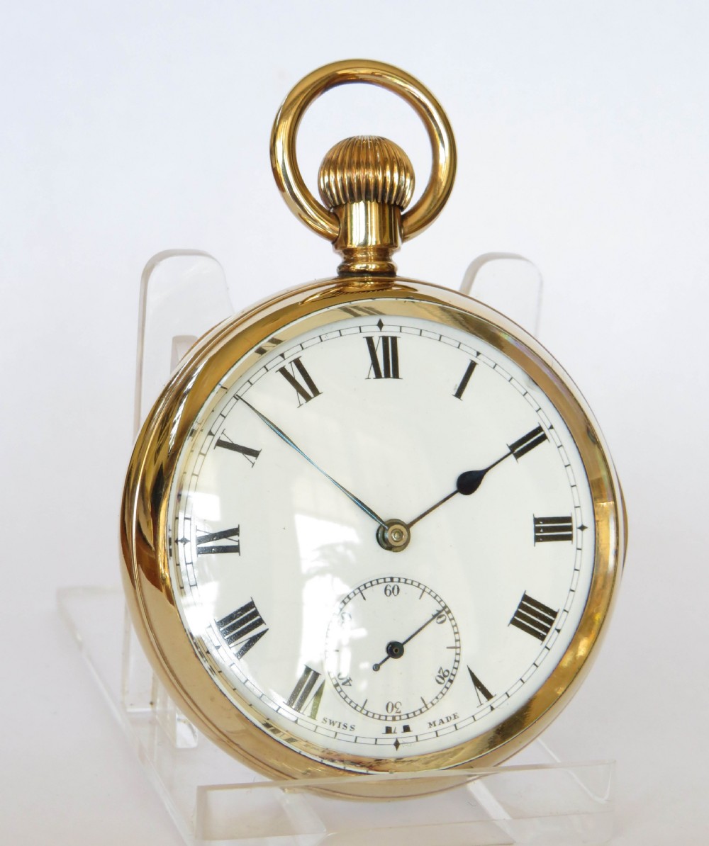 1950s Swiss gold plated pocket watch View II