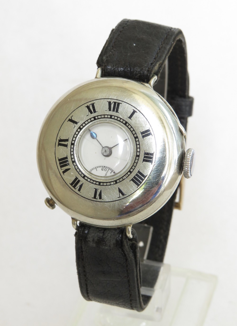 Gents antique silver half hunter trench watch View II