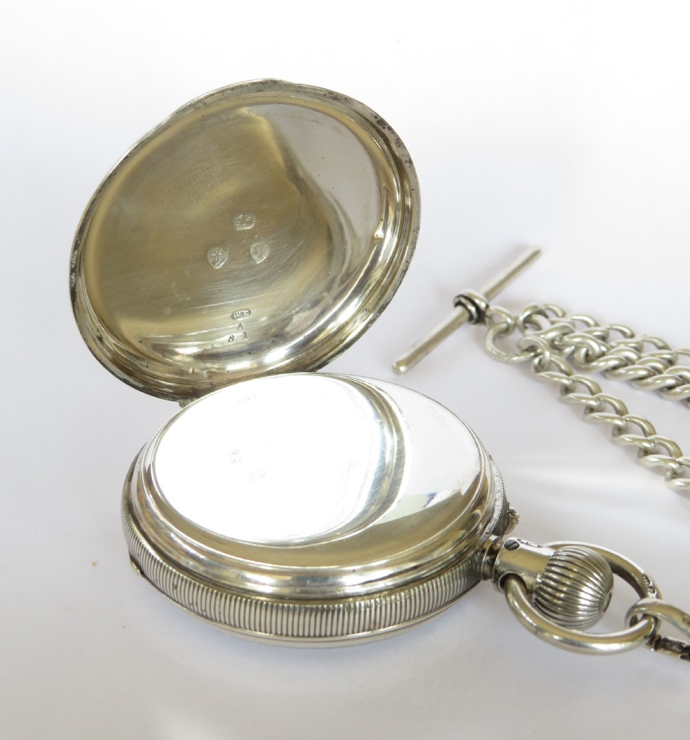 Antique silver Ehrhardt pocket watch & albert View IV